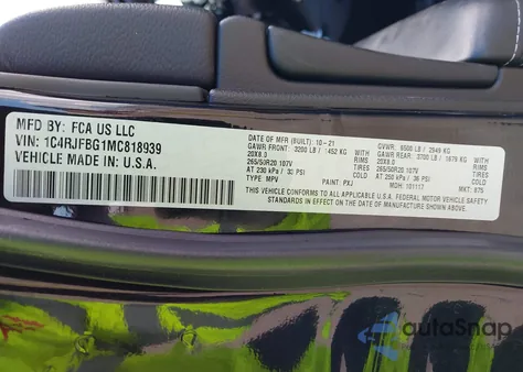 2021 Jeep Grand Cherokee 80Th Anniversary 4X4 z USA, uszkodzony, nr VIN 1C4RJFBG1MC818939